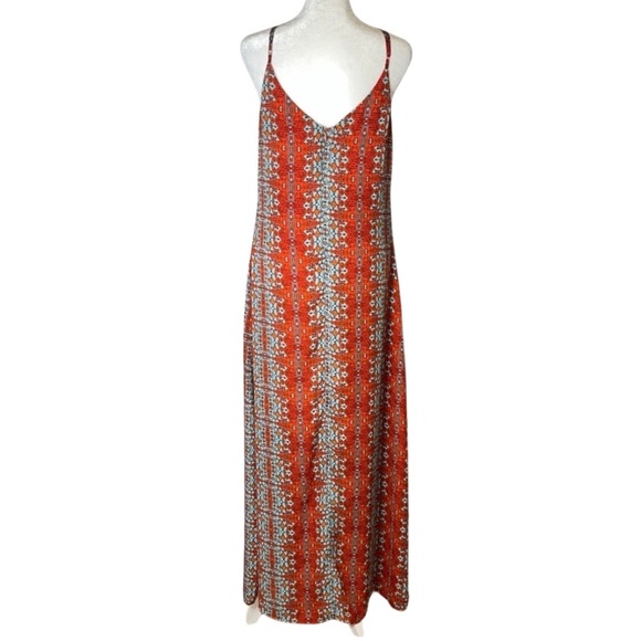 Catherine Malandrino Boho Maxi Slip Dress S Geometric Y2K Spaghetti Strap - Picture 2 of 4